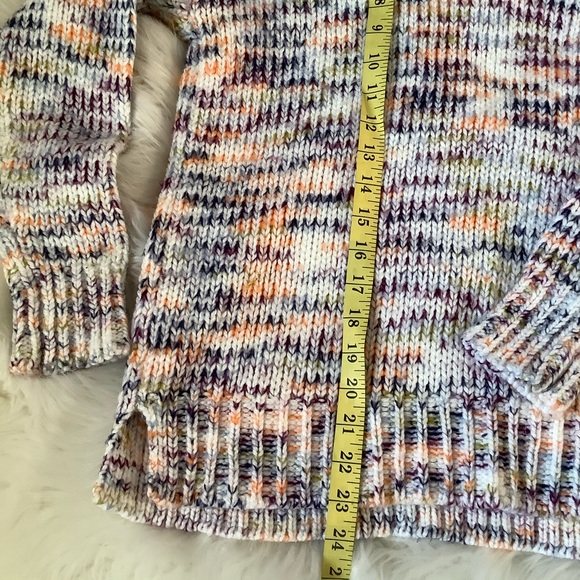 LOFT Multicolor Spacedye Double V Chunky Knit Oversized Sweater - Size XS - Picture 11 of 13